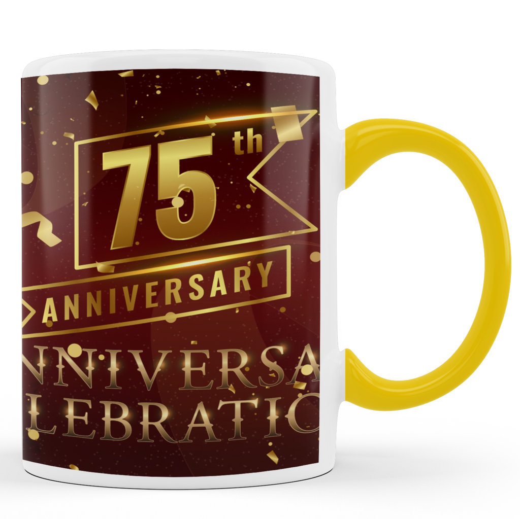 Printed Ceramic Coffee Mug | 75th Anniversary  | Anniversary  l |  325 Ml 